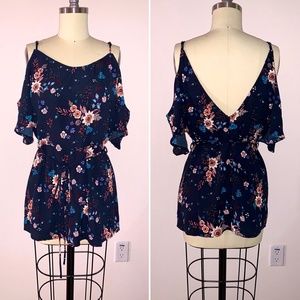Lumiere Black Floral Cold Shoulder Woven Dress/Top